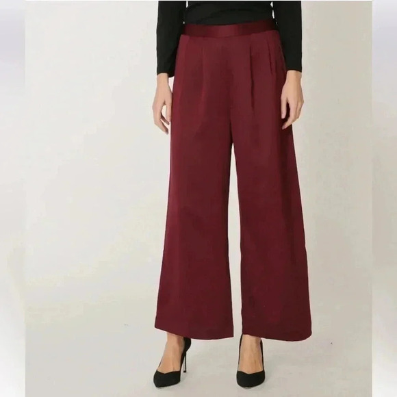 H by Halston Polished Satin  Wide Leg Pant sz S - Picture 5 of 7